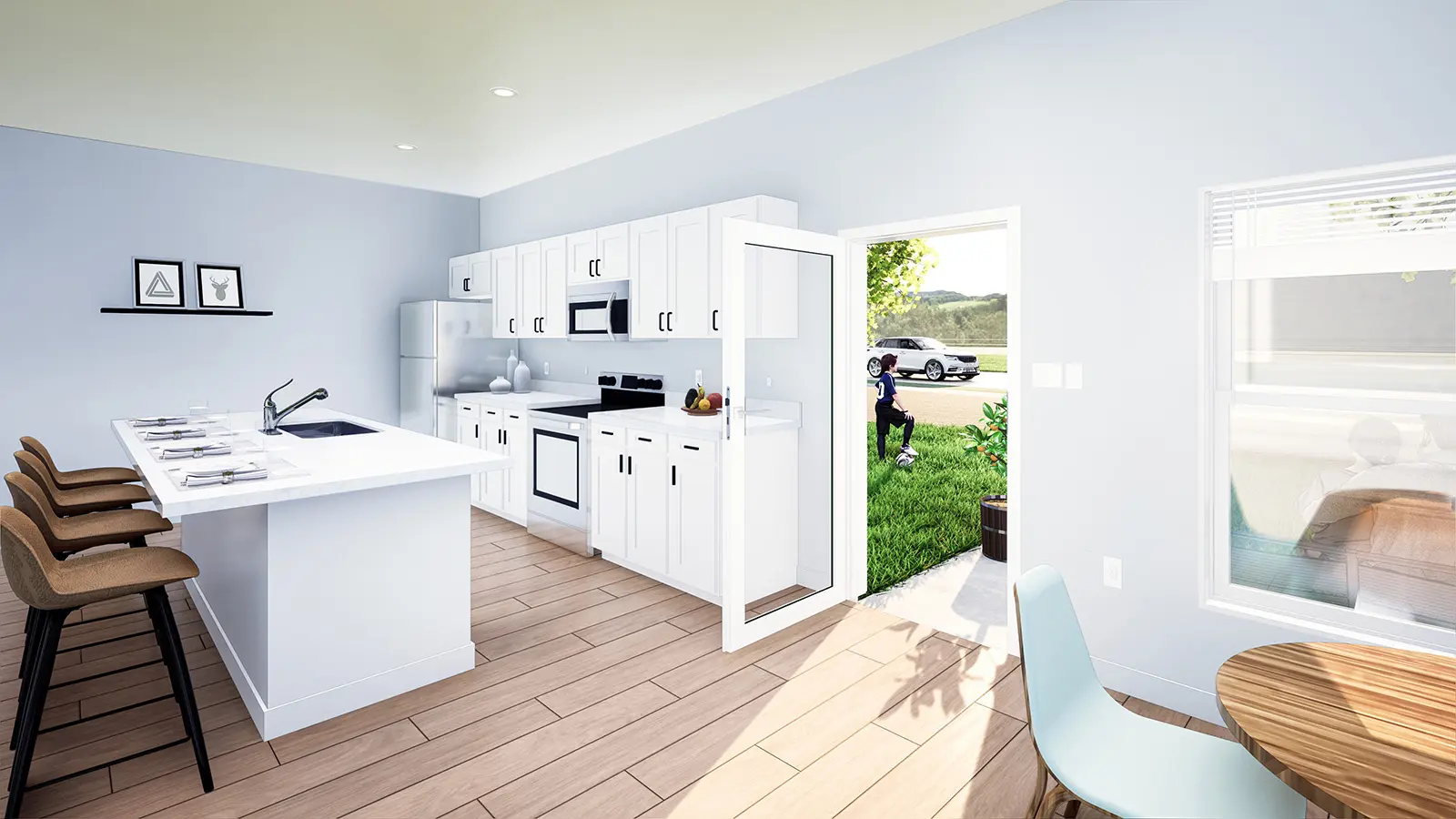 Community amenities at Bayshore Village including fitness center, pool, and clubhouse